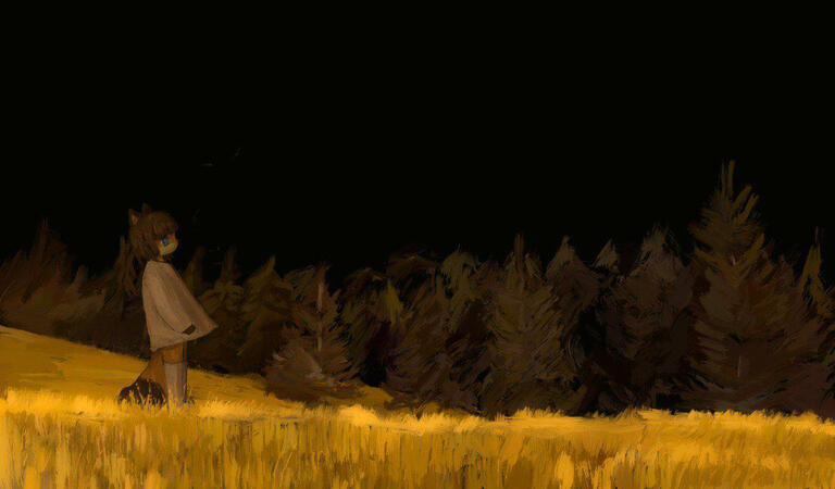 Foxxo in dark forest